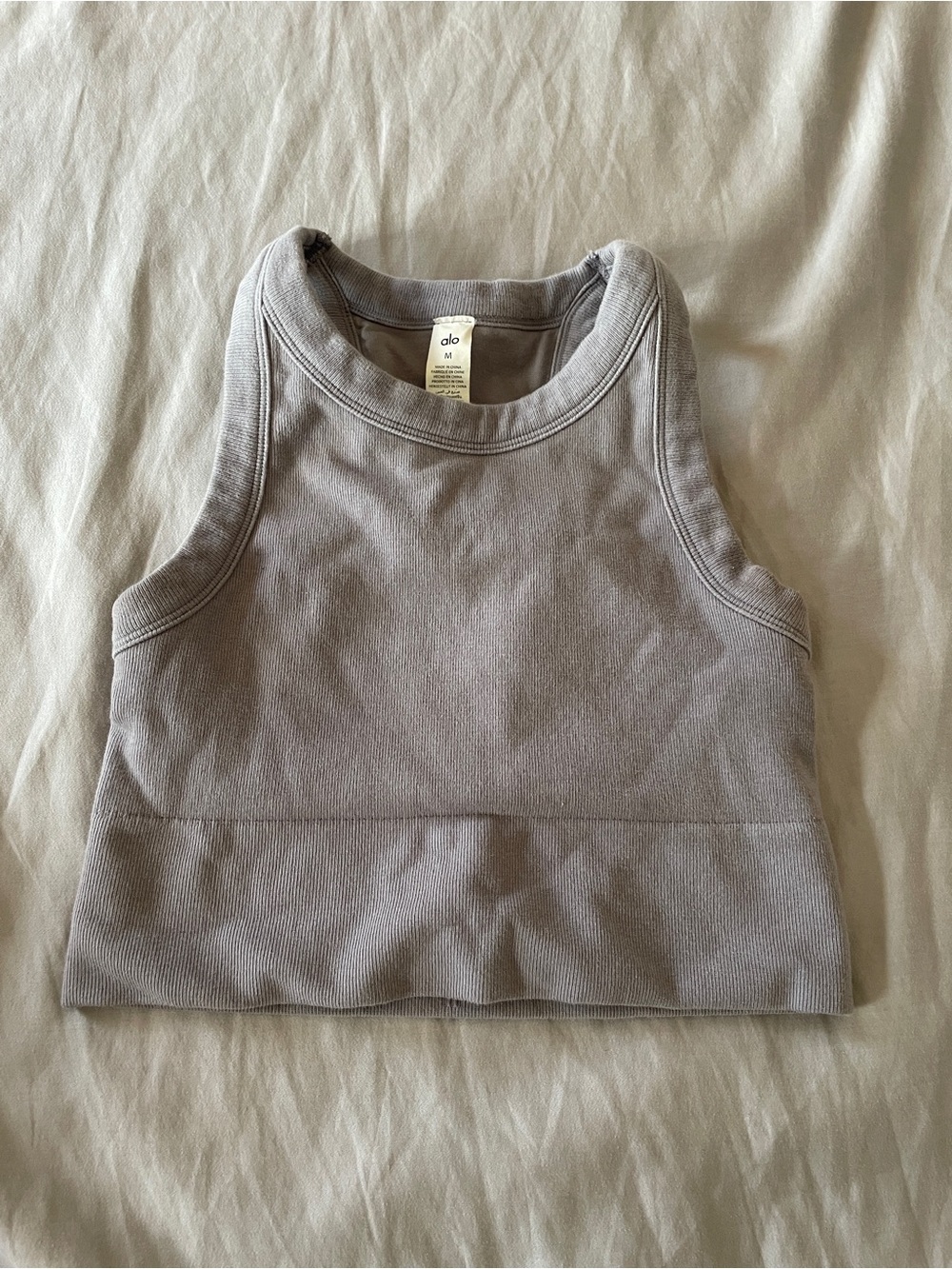 ALO Yoga Light Gray Ribbed Cropped Tank